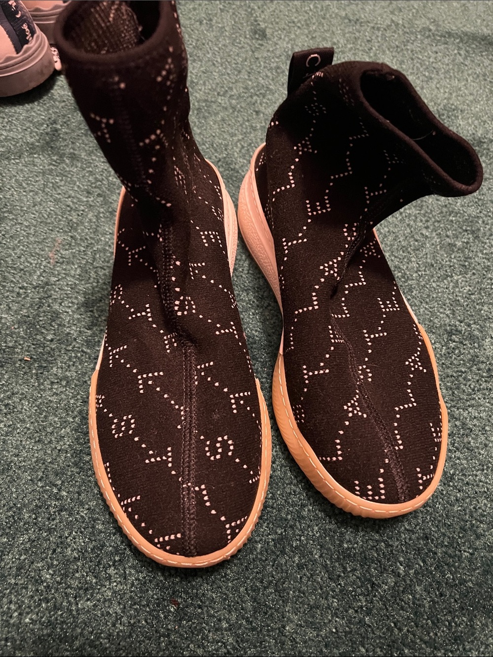 Stella McCartney Black Knit Sock Sneakers with Tan Sole